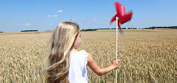 girl in wind farm